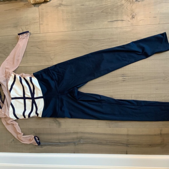 Tiger Friday Unitard - Rose & Navy w/ White Accents - Picture 2 of 2